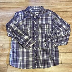 Croft & Barrow Purple and White Plaid Casual Shirt